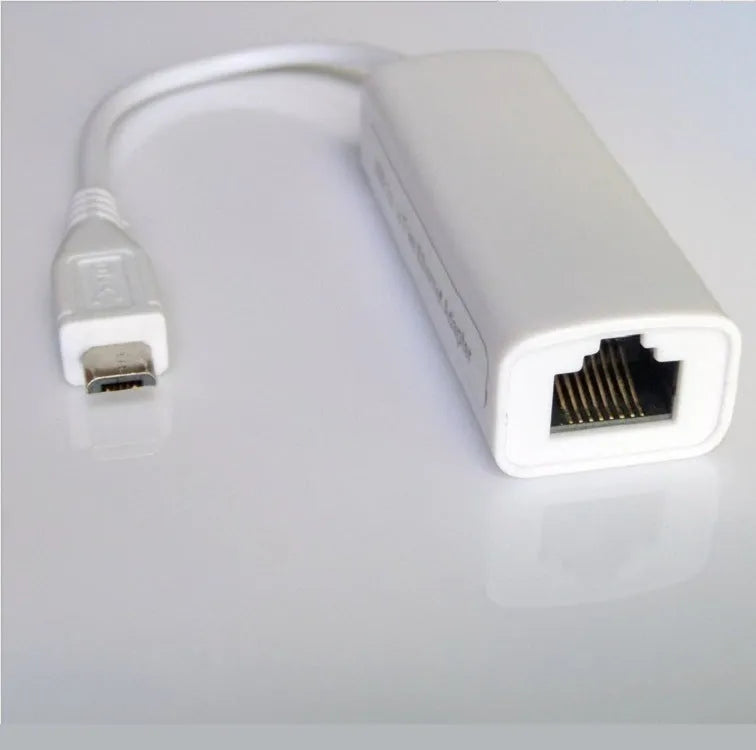 White Micro USB to RJ45 Ethernet network adapter converter for desktop and laptop, 10/100Mbps