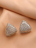 Fashion grid versatile temperament earrings in metal stud style