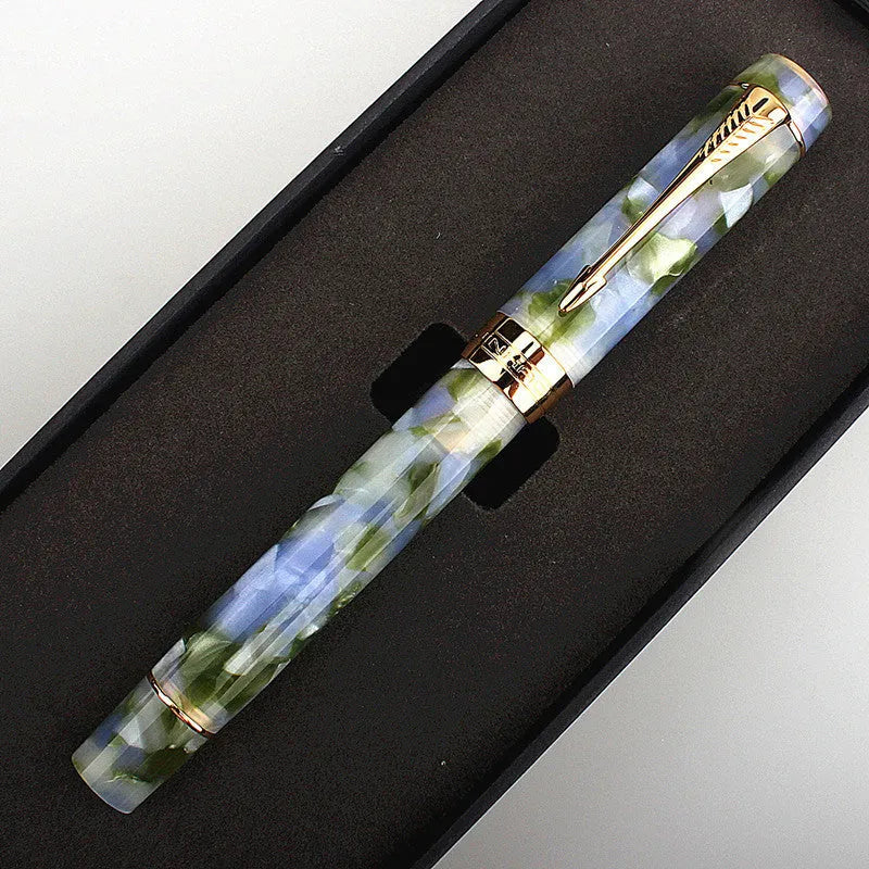 Deep Bath Green metal ballpoint pen showing three tip size options