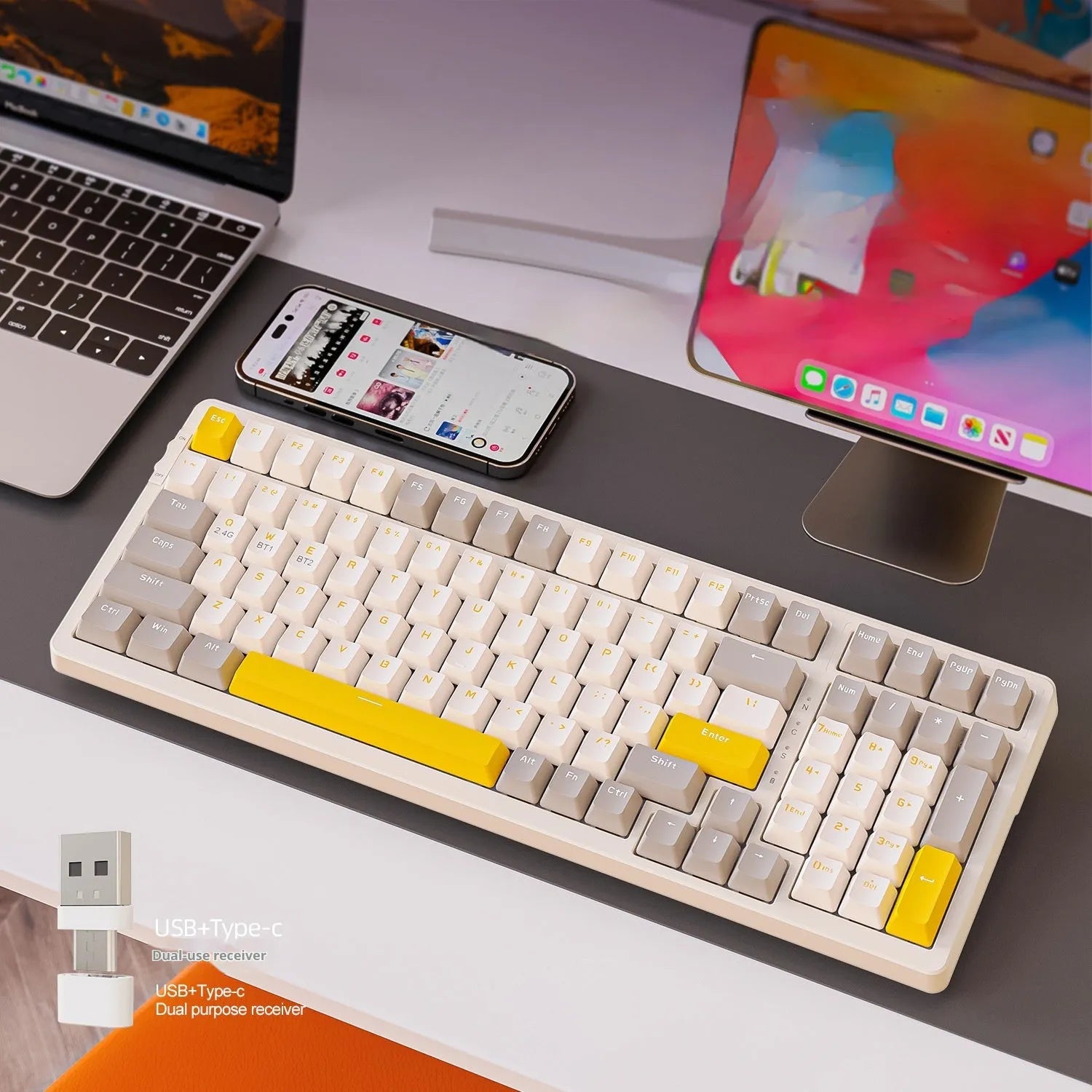 Free Wolf K96 Bluetooth dual-mode hot-swap mechanical keyboard in a choice of four colour-themed versions with RGB lighting.
