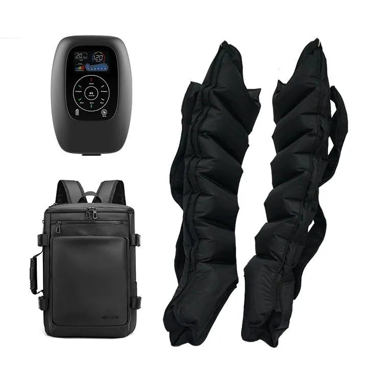 Air wave pressure leg arm waist massager with handheld remote control and multiple size attachments