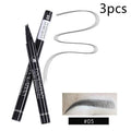 Four-head eyebrow pencil in black casing with 5 colour options displayed