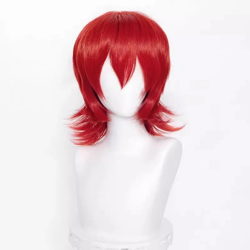 Short anime style cosplay wig with anti-curling hair tail in high-temperature fiber material