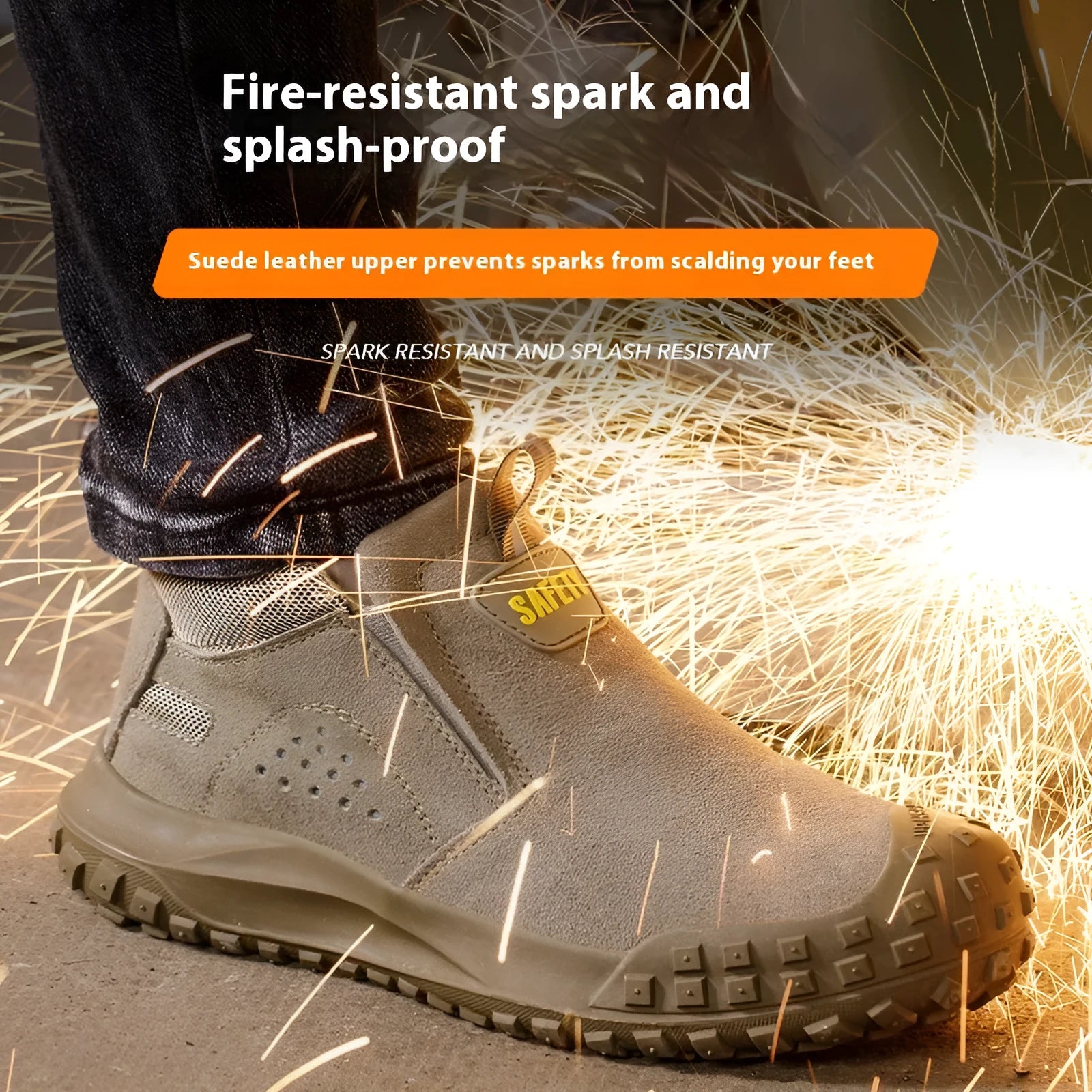 Mid-calf welding safety shoes with steel toe cap in grey colour option