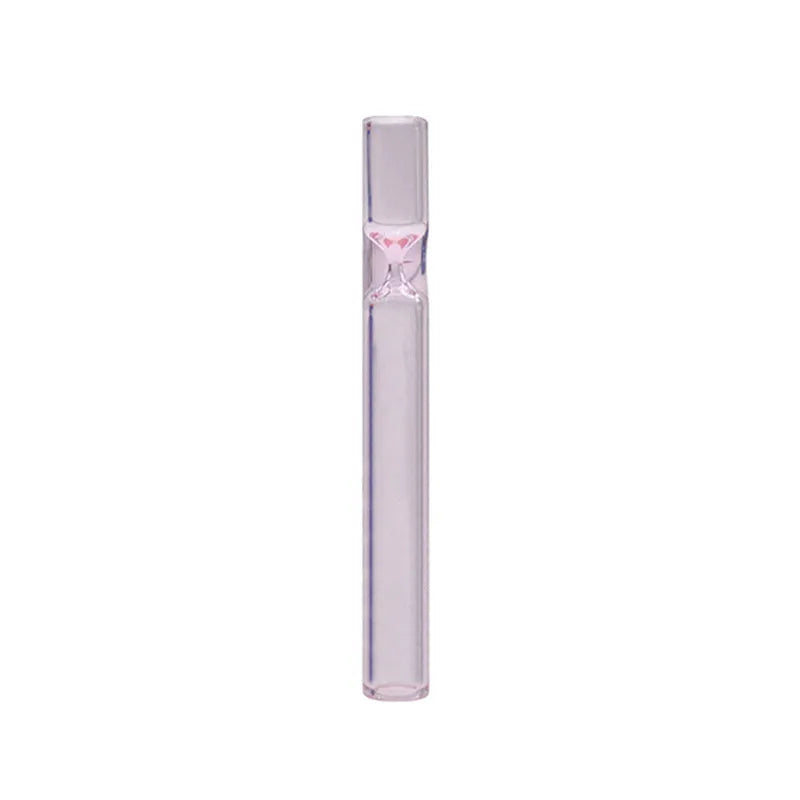 Clear straight glass telescopic smoke pipe suction nozzle on a plain background.