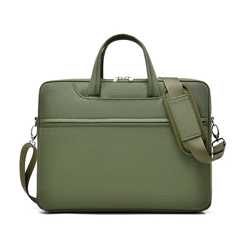 Large capacity Oxford cloth laptop bag in grey, black or green, sized for 14 to 17.3 inch laptops