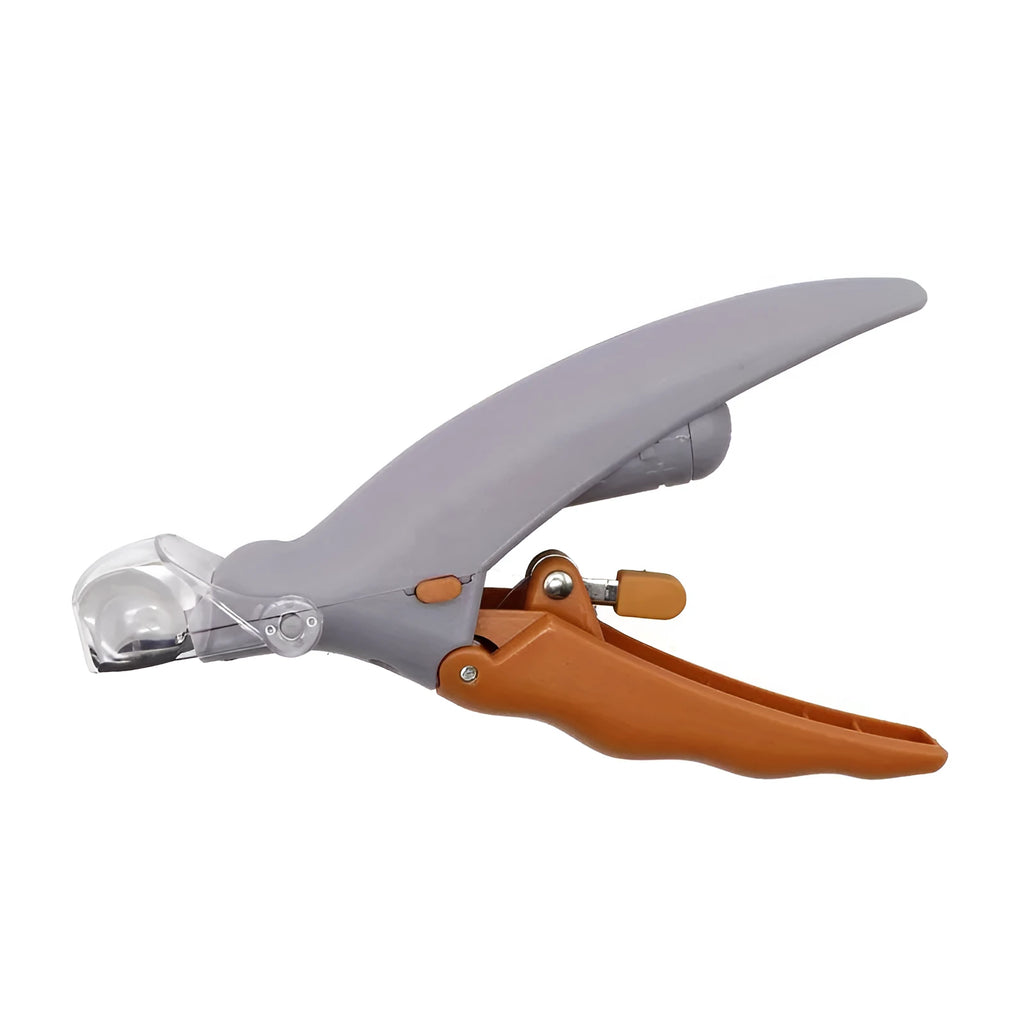 Yellow LED pet nail trimmer with magnifying glass and light for trimming cat and dog claws