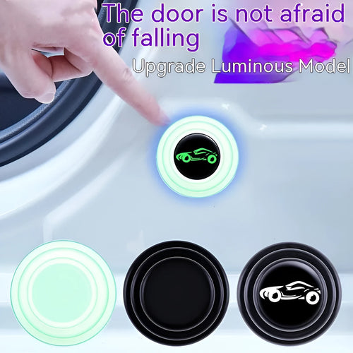 Black and luminous silicone car door shock absorber stickers for door edge protection.