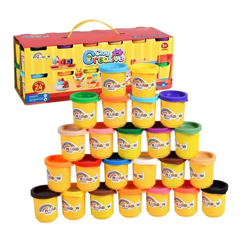 24 colour modelling clay set in a 1200g sealed can with thermal shrink film