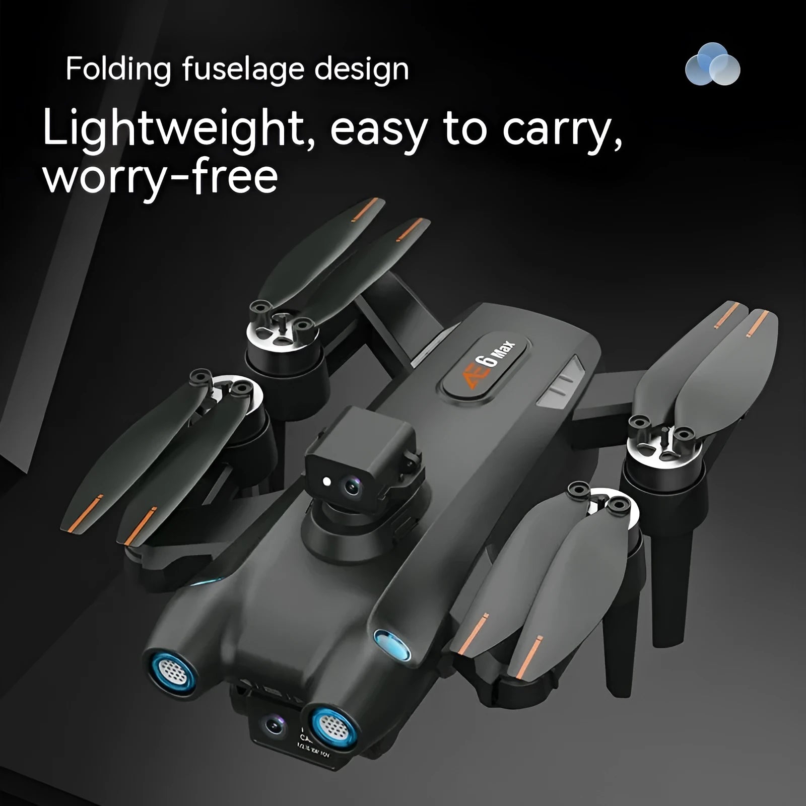HD aerial photography GPS brushless motor drone with 8K camera, black, folding design