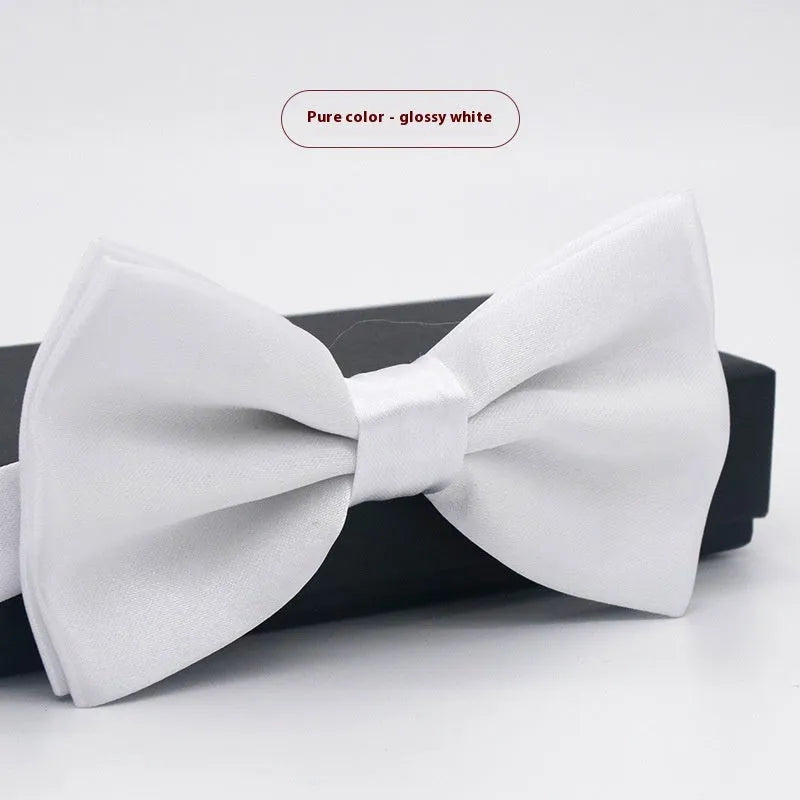 Solid colour flat head polyester bow tie for formal wear and weddings