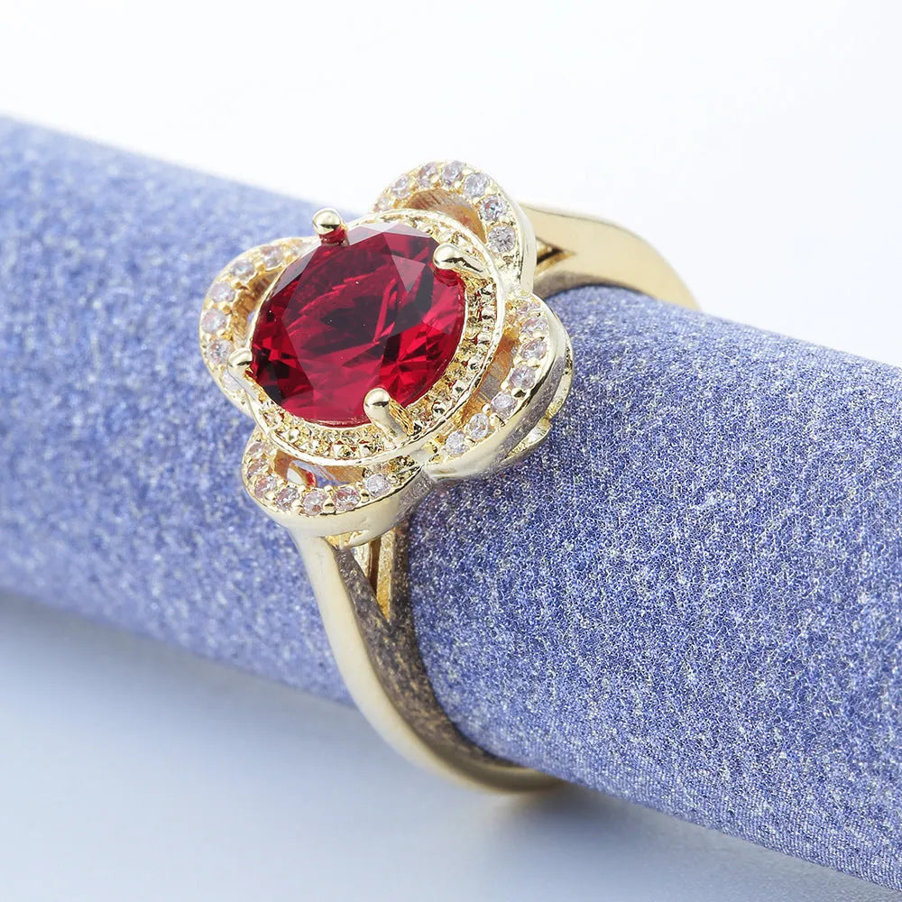 Copper ring with a fruit-shaped zircon stone, shown in colour style 10-6-1395.