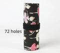 Square canvas rolling pencil case with ballet girl print, showing multiple holes for pencils