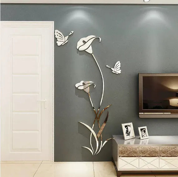 Lily 3D acrylic wall sticker in pink colour showing three-dimensional stereo design