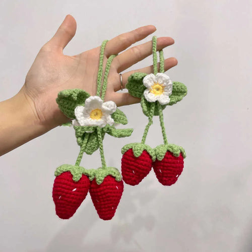 Handmade cotton and hemp strawberry weaving pendant decorative hanging ornament