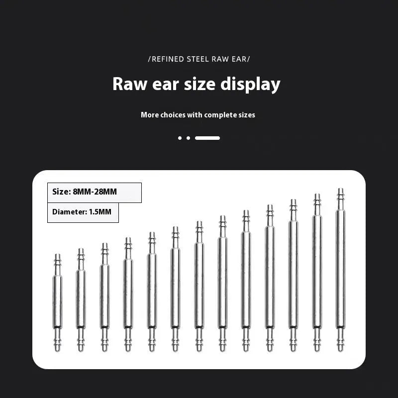Watch bolt auricular needle spring shaft accessories in six sizes from 21mm to 26mm diameter
