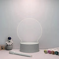 Acrylic message board night lamp with round base and warm light, four interchangeable panels, USB powered