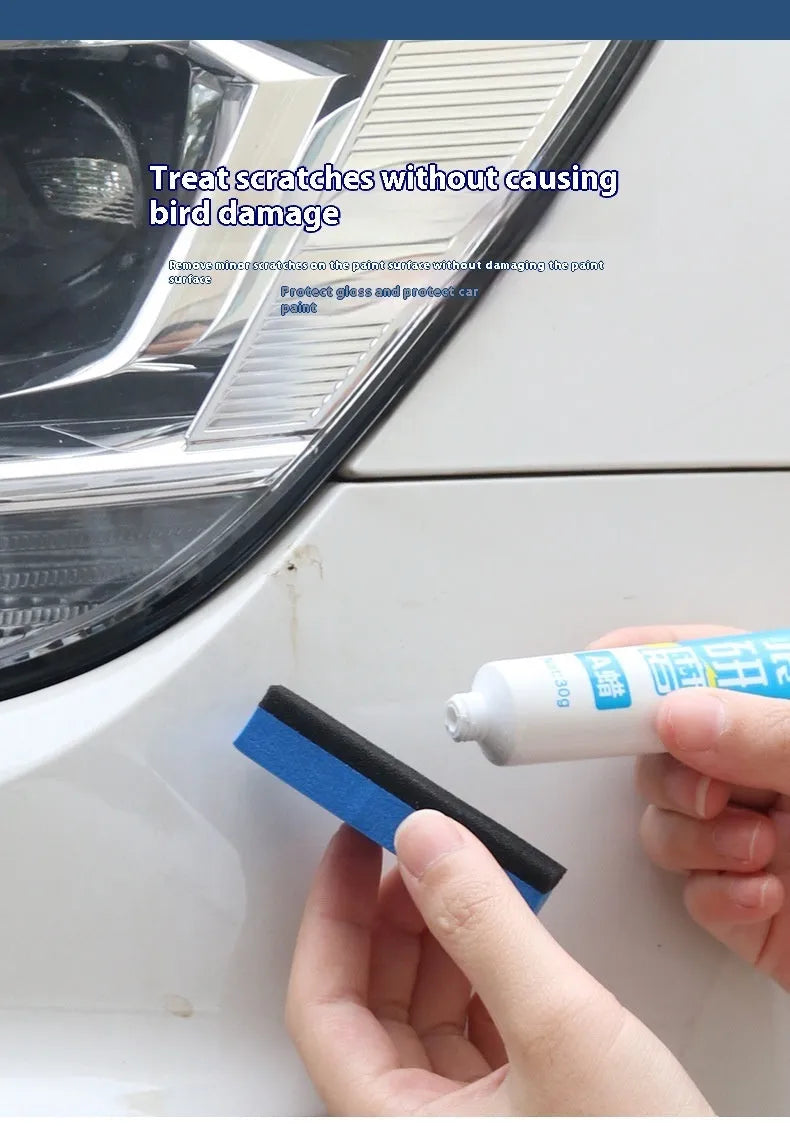 Car repair wax kit with 9657A and 9657B bottles and a frosted sponge mop for scratch removal and polishing