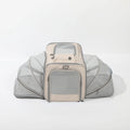 Oxford cloth cat carrier bag in beige extendable style on light background