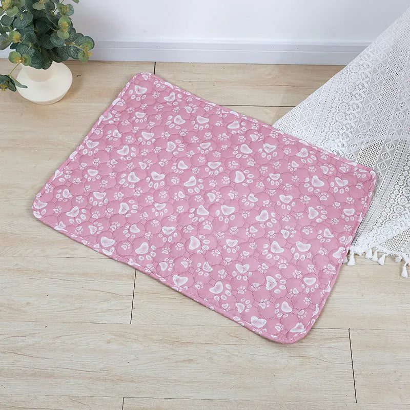 Reusable waterproof pet urine pad with animal print design and non-slip cloth backing