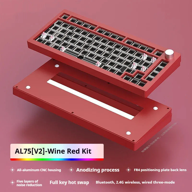 Heiji Snake aluminium mechanical keyboard kit with key puller and USB receiver on a desk