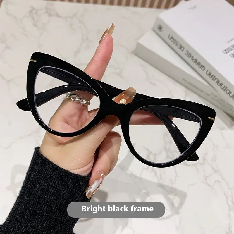 Women's large cat's eye frame presbyopic glasses with dragon and phoenix decorations