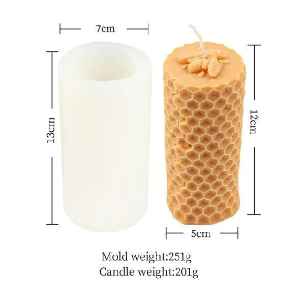 3D honeycomb silicone candle mold in white, irregular shape for DIY scented candles