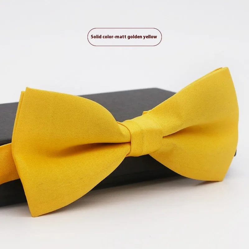 Solid colour flat head polyester bow tie for formal wear and weddings