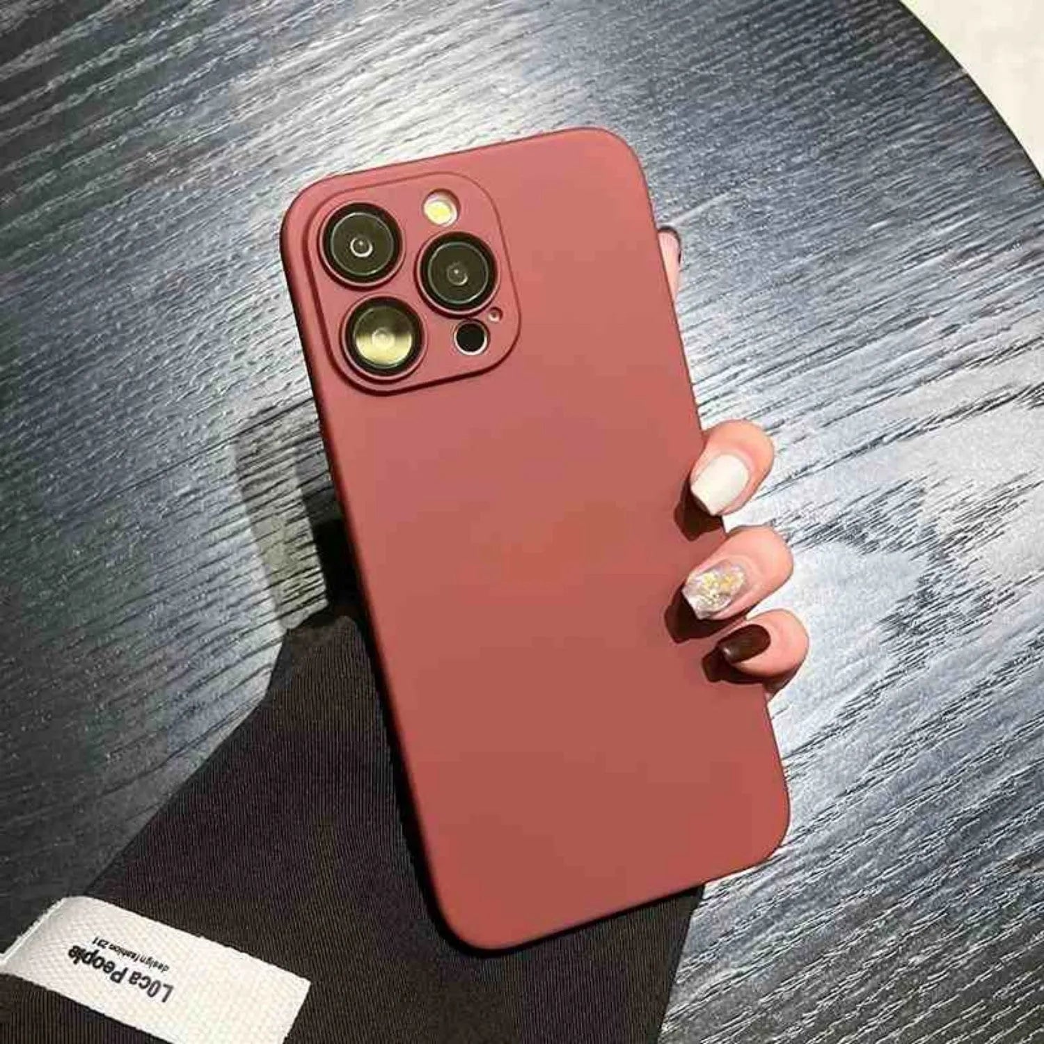Ultra-thin frosted PC anti-fall case for iPhone in matte solid colour, with lens film