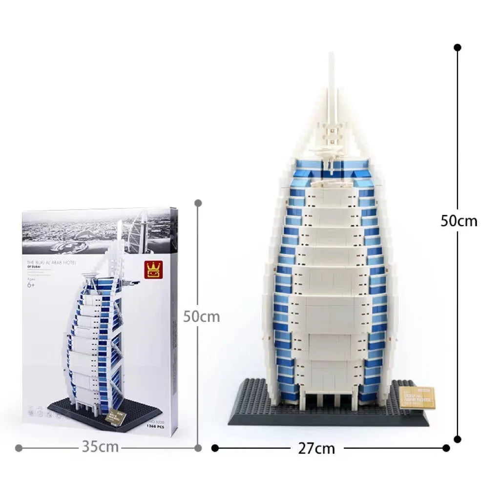 Wange building blocks set with over 800 ABS plastic pieces for landmark construction