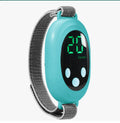 Micro-current hand-held soothing instrument in green, with digital display and rechargeable battery