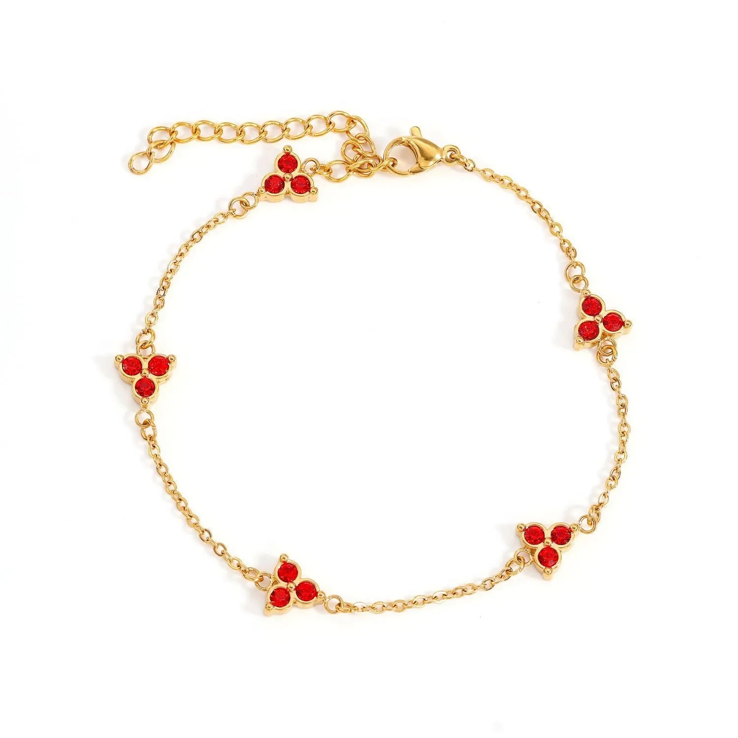 Geometric stainless steel women's bracelet with triangular links and a coloured stone centre.