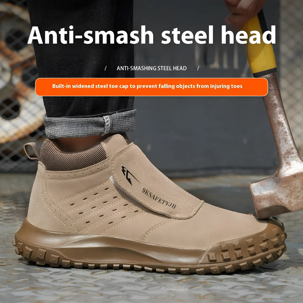 Four Seasons lightweight welder safety shoes with steel toe cap in sand colour