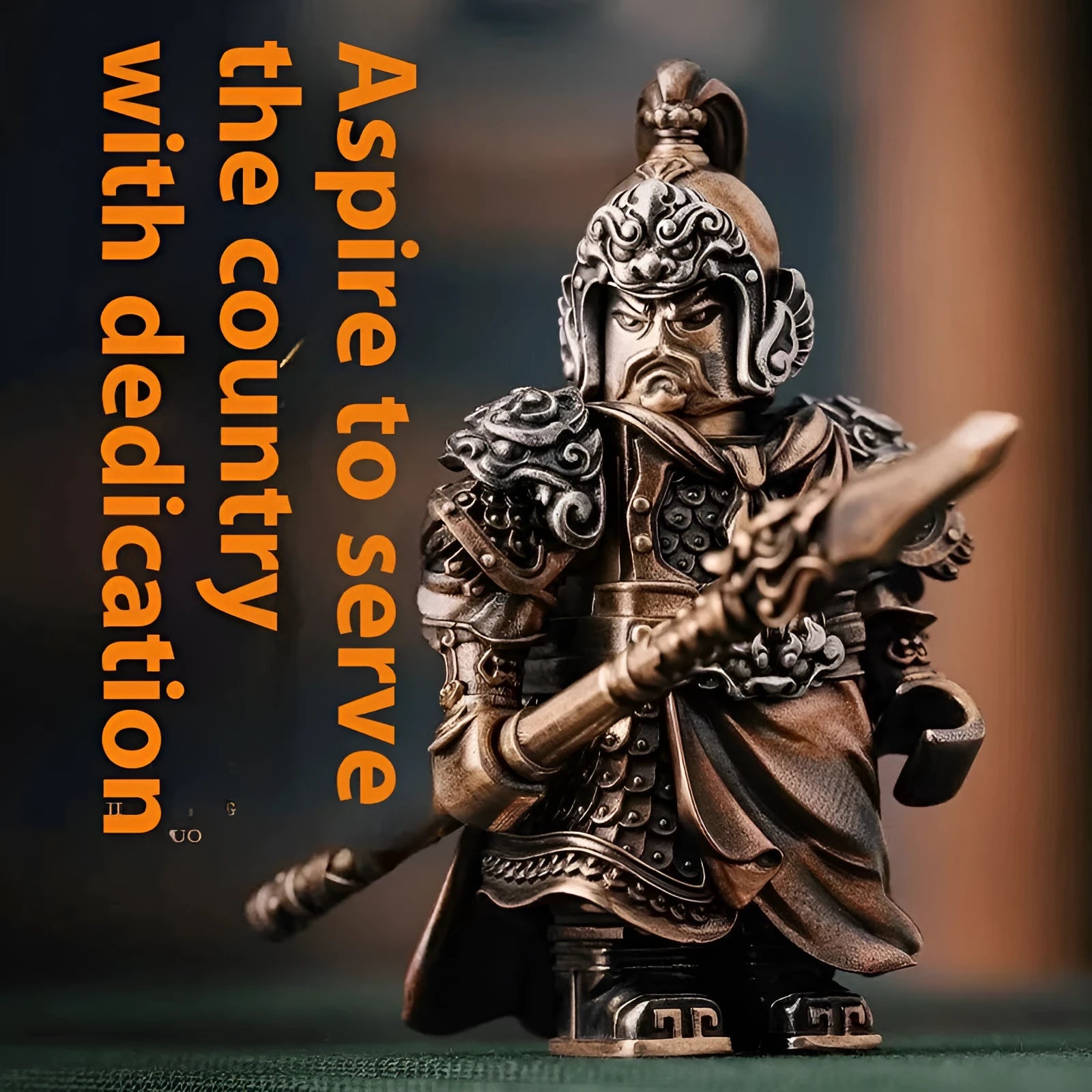 Copper national wind desktop ornament with brass handles traditional Chinese style