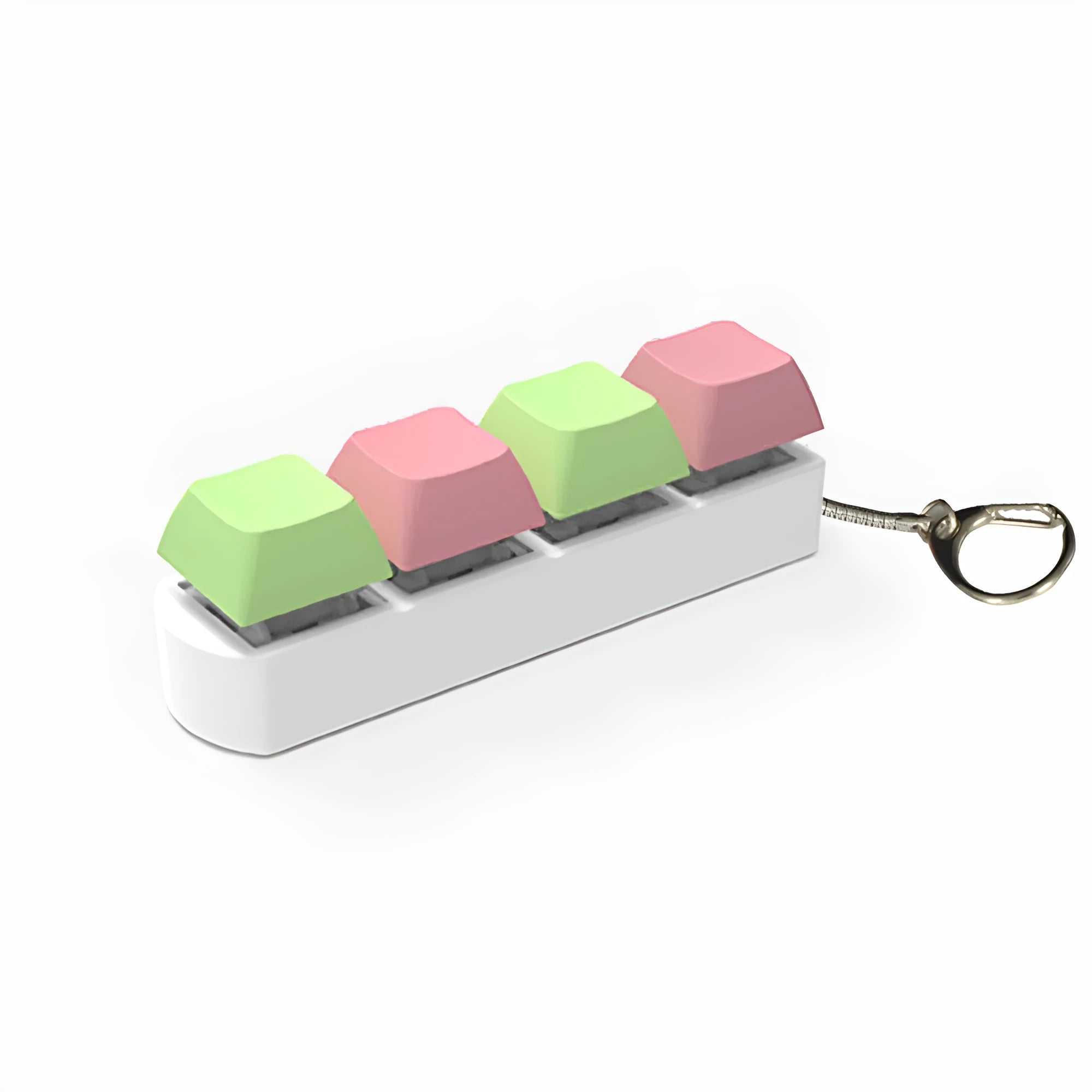 Mechanical keyboard switch tester with four test positions showing transparent bottom shell