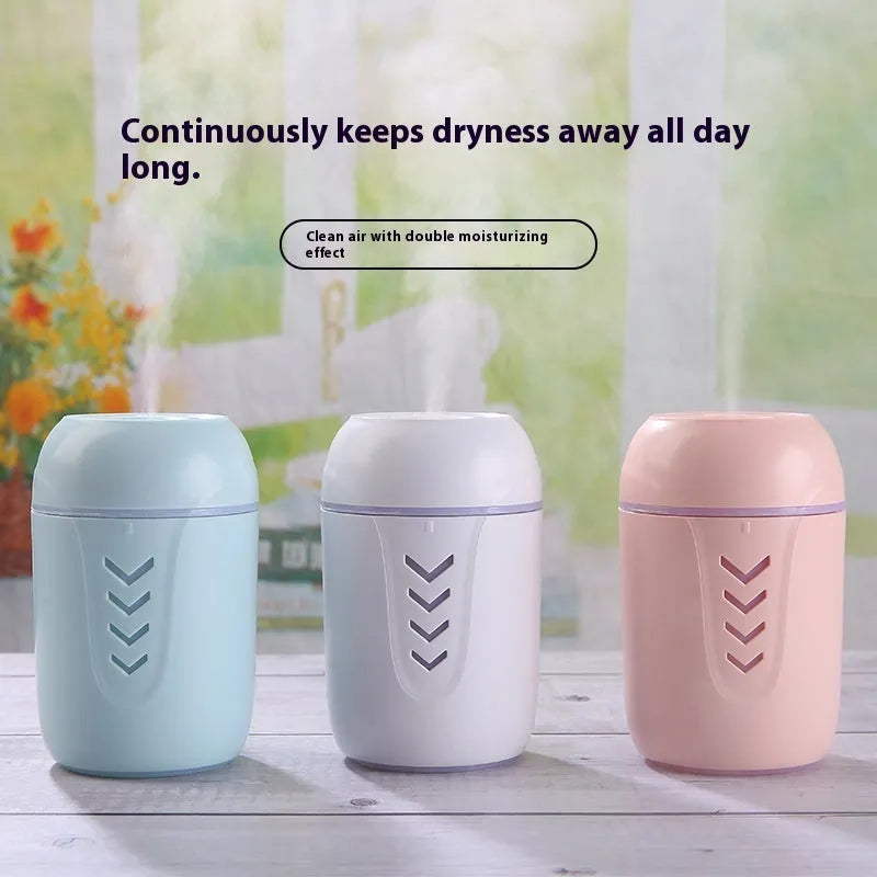 Round portable air purifier in blue colour with USB cable for home, office or vehicle use