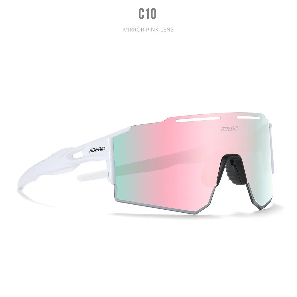 Polarised sports sunglasses with a frameless design and TR90 frame, shown in a colour option.