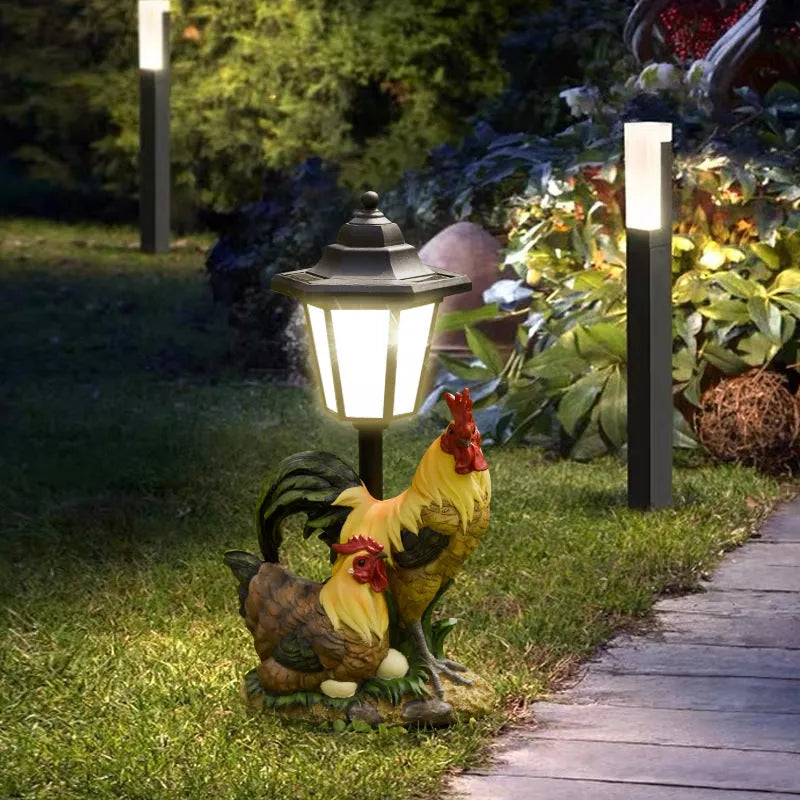 Solar hexagonal garden lamp with American country style design in synthetic resin construction
