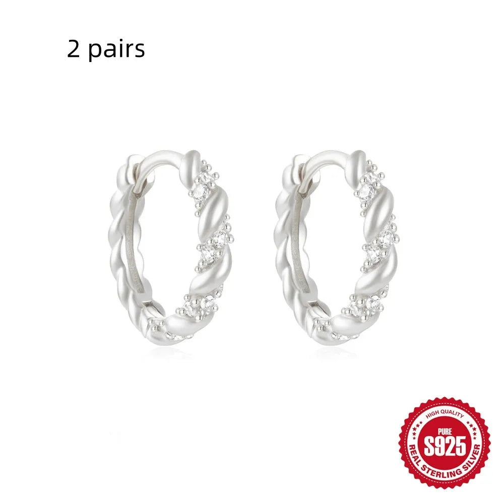 Small round geometric sterling silver stud earrings in gold or silver finish options