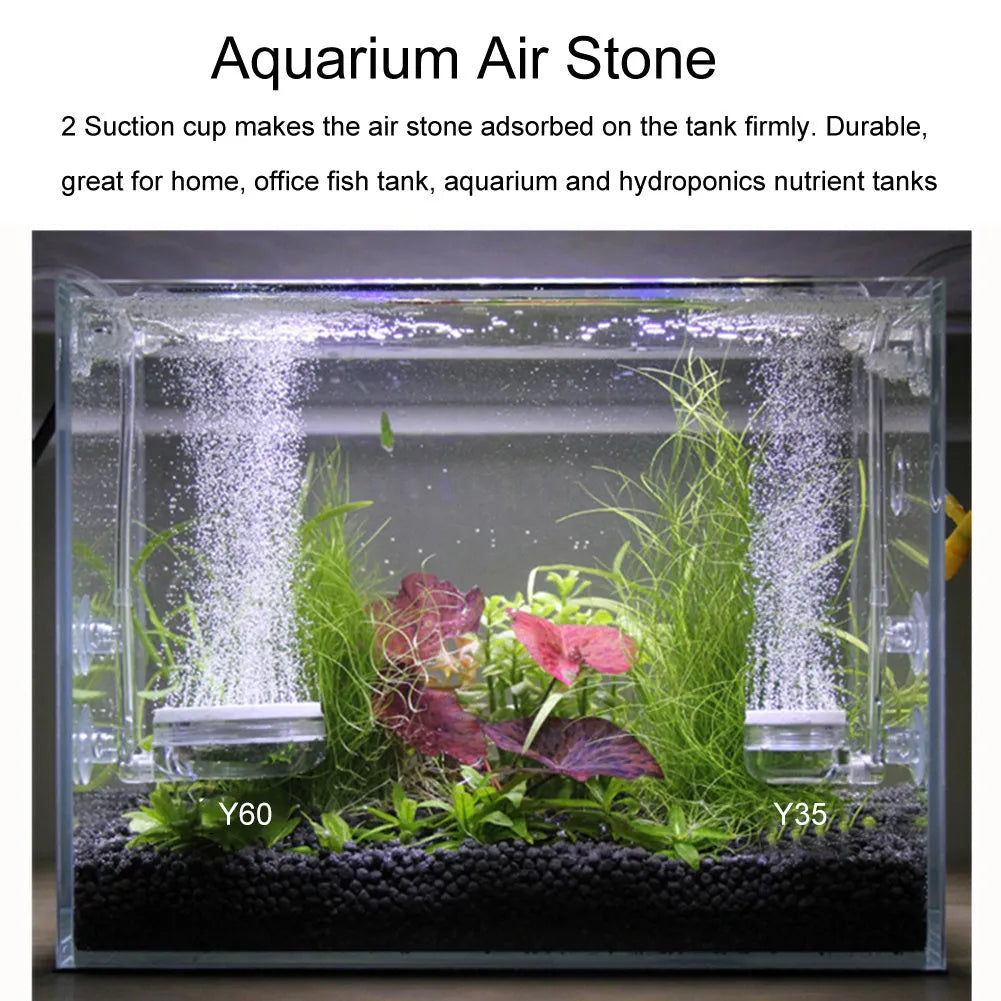 Aquarium air stone Y35/Y60 nano oxygenation refiner with dense fine bubbles, white and transparent, 3.5cm 6cm