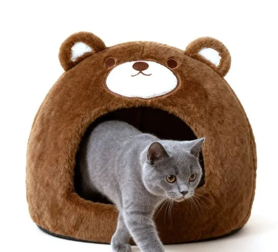 White faced bear cat nest, closed sleeping kennel, 42x42x33cm, cloth material