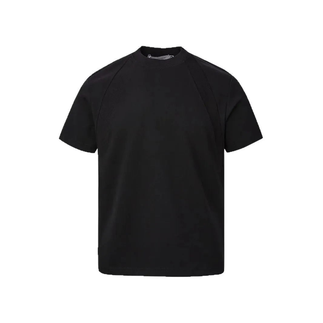 Loose fit short sleeve top with air layer stitching detail in grey.