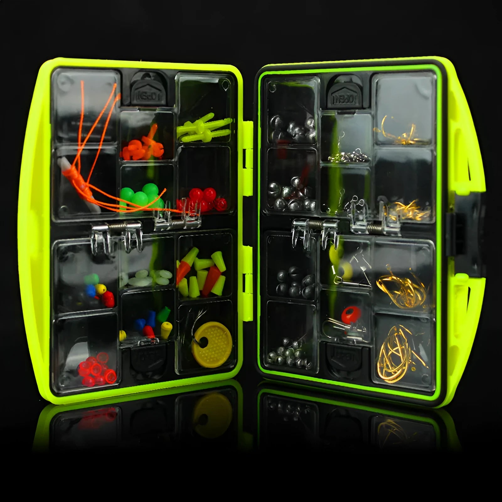 Rock fishing accessories combination suit box containing 184 pieces across 24 different accessory types