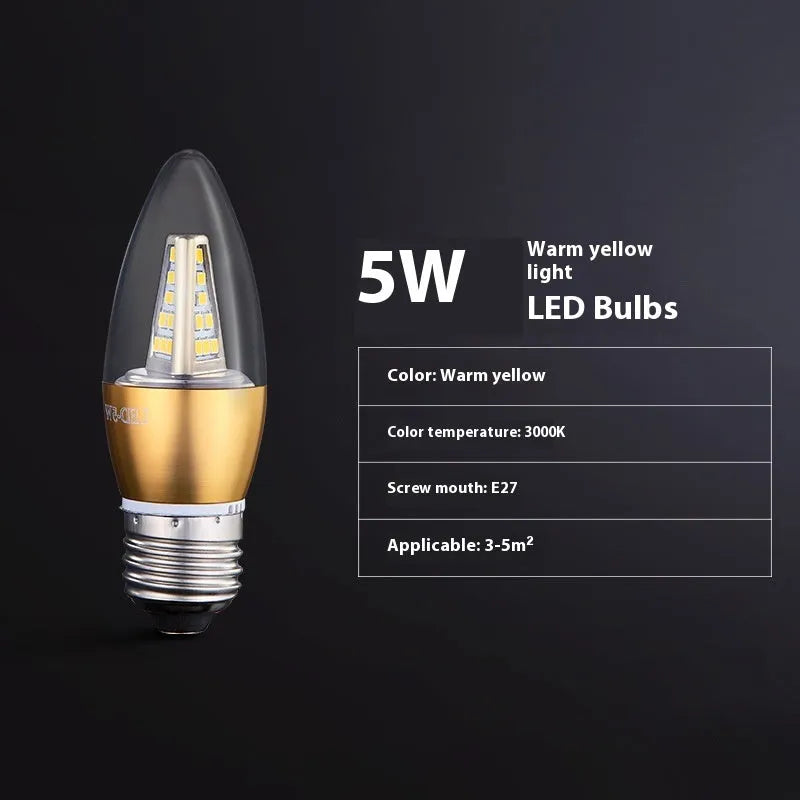 Household E14 E27 LED screw bulb with three colour options and rechargeable lithium battery