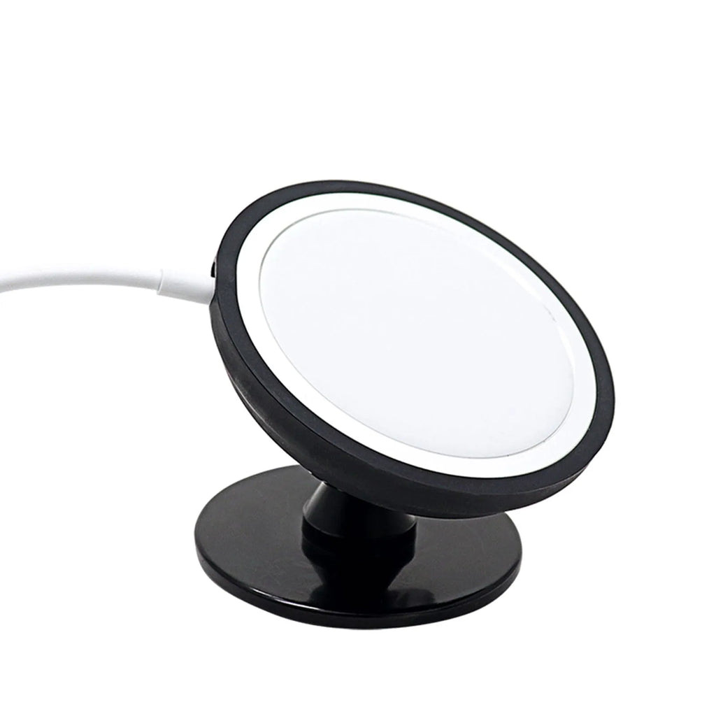 Black car mobile phone holder with magnetic charger for dashboard or air vent mounting