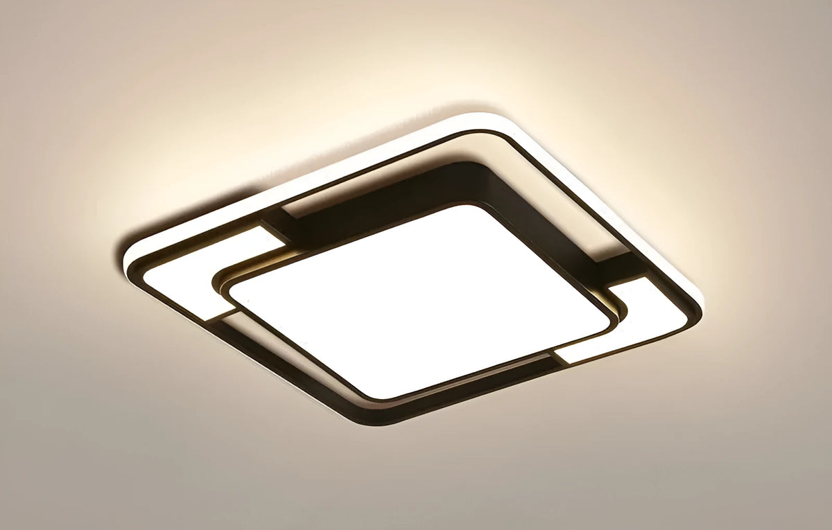 White square iron LED ceiling lamp with Nordic style measuring 42x42x5cm