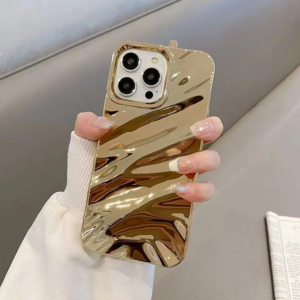 Anti-fall soft TPU wave pleated phone case for Apple iPhone in Burgundy colour, showing back texture