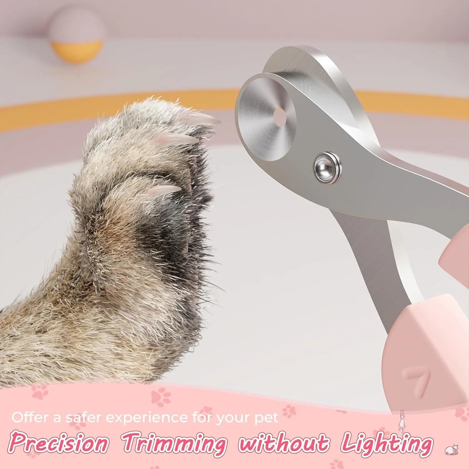 Cat nail clipper with positioning hole and non-slip handle in blue colour
