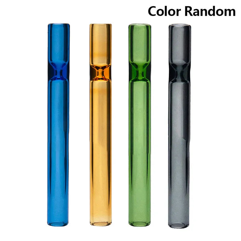 Clear straight glass telescopic smoke pipe suction nozzle on a plain background.