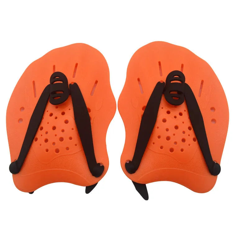 Pair of webbed arm swim training paddles for freestyle stroke development in multiple colour options